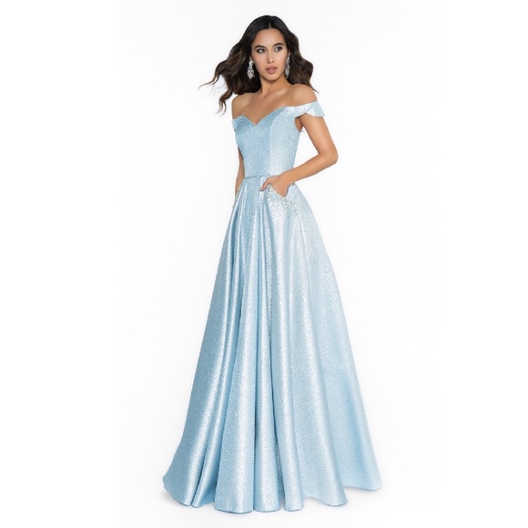 Blue Embellished Formal Long Dress
